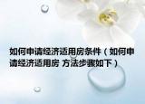 如何申请经济适用房条件（如何申请经济适用房 方法步骤如下）