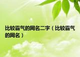 比较霸气的网名二字（比较霸气的网名）