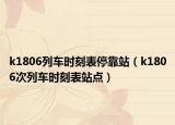 k1806列车时刻表停靠站（k1806次列车时刻表站点）