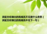 该配合你演出的我视而不见是什么意思（该配合你演出的我视而不见下一句）