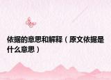 依据的意思和解释（原文依据是什么意思）