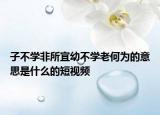 子不学非所宜幼不学老何为的意思是什么的短视频