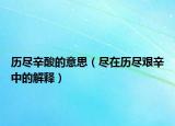 历尽辛酸的意思（尽在历尽艰辛中的解释）