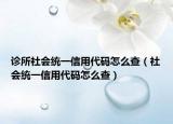 诊所社会统一信用代码怎么查（社会统一信用代码怎么查）