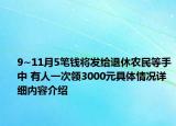 9~11月5笔钱将发给退休农民等手中 有人一次领3000元具体情况详细内容介绍