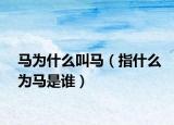 马为什么叫马（指什么为马是谁）