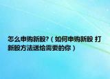 怎么申购新股?（如何申购新股 打新股方法送给需要的你）