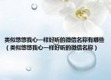 类似悠悠我心一样好听的微信名称有哪些（类似悠悠我心一样好听的微信名称）