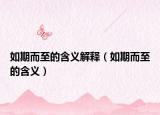 如期而至的含义解释（如期而至的含义）