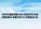 9月08日最新更新内容小花钱包可以协商延期还款吗 需要注意什么 详细情况介绍