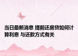 当日最新消息 提前还房贷如何计算利息 与还款方式有关