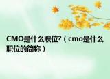 CMO是什么职位?（cmo是什么职位的简称）