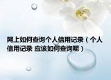 网上如何查询个人信用记录（个人信用记录 应该如何查询呢）