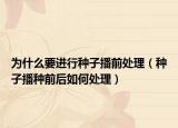 为什么要进行种子播前处理（种子播种前后如何处理）
