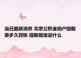 当日最新消息 北京公积金销户提取要多久到账 提取规定是什么