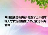 今日最新更新内容 调查了上千位年轻人才发现结婚生子早已变得不再划算