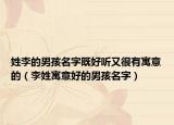 姓李的男孩名字既好听又很有寓意的（李姓寓意好的男孩名字）