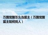 万国觉醒怎么当盟主（万国觉醒盟主如何找人）
