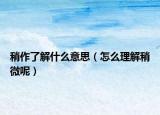 稍作了解什么意思（怎么理解稍微呢）