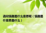 请问情趣是什么意思呢（情趣是什意思是什么）