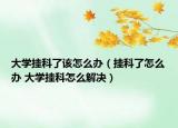 大学挂科了该怎么办（挂科了怎么办 大学挂科怎么解决）