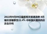 2022年9月09日最新相关报道消息 8月猪价涨幅攀至22.4% 中秋国庆期间肉价还会升吗