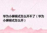 华为小屏模式怎么开不了（华为小屏模式怎么开）