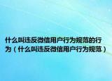 什么叫违反微信用户行为规范的行为（什么叫违反微信用户行为规范）