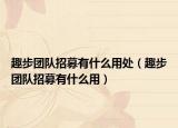 趣步团队招募有什么用处（趣步团队招募有什么用）