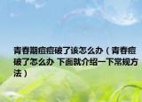 青春期痘痘破了该怎么办（青春痘破了怎么办 下面就介绍一下常规方法）