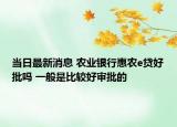 当日最新消息 农业银行惠农e贷好批吗 一般是比较好审批的
