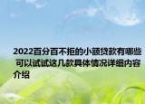 2022百分百不拒的小额贷款有哪些 可以试试这几款具体情况详细内容介绍