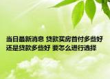 当日最新消息 贷款买房首付多些好还是贷款多些好 要怎么进行选择