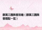 群英三国阵容攻略（群英三国阵容搭配一览）
