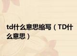 td什么意思缩写（TD什么意思）
