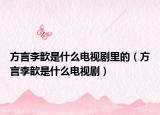 方言李歆是什么电视剧里的（方言李歆是什么电视剧）