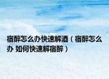 宿醉怎么办快速解酒（宿醉怎么办 如何快速解宿醉）
