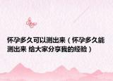 怀孕多久可以测出来（怀孕多久能测出来 给大家分享我的经验）