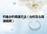 钓鱼台钓调漂方法（台钓怎么调漂视频）
