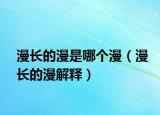 漫长的漫是哪个漫（漫长的漫解释）