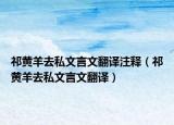 祁黄羊去私文言文翻译注释（祁黄羊去私文言文翻译）