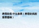 养尊处优 什么意思（养尊处优的意思是啥）