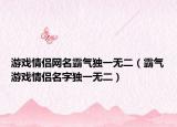 游戏情侣网名霸气独一无二（霸气游戏情侣名字独一无二）
