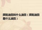 濮阳油田叫什么油田（濮阳油田是什么油田）
