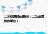 二次能源都有哪些?（二次能源都有哪些）