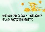 被蚂蚁咬了该怎么办?（被蚂蚁咬了怎么办 治疗方法总结如下）