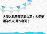 大学名称用英语怎么写（大学英语怎么说 用作名词）