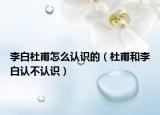 李白杜甫怎么认识的（杜甫和李白认不认识）