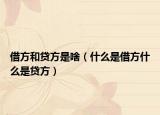 借方和贷方是啥（什么是借方什么是贷方）