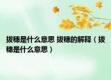 拔穗是什么意思 拔穗的解释（拔穗是什么意思）